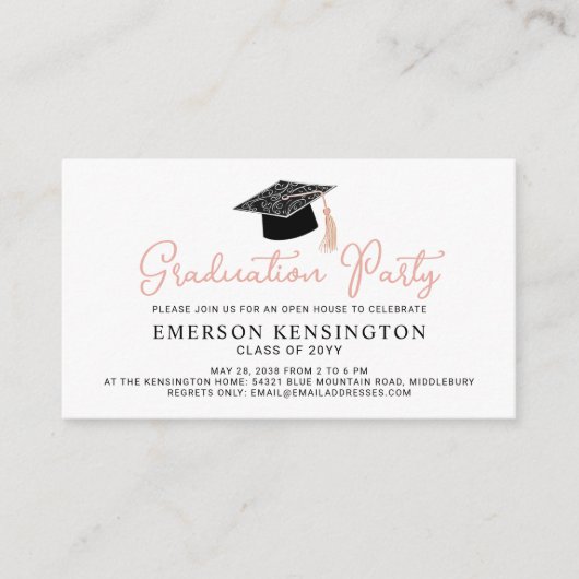 Schattigee Hand getrokken Graduation Party Invitat Informatiekaartje (Voorkant)