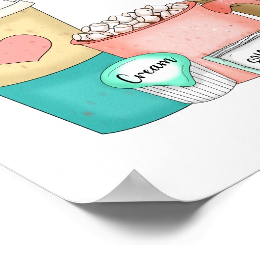 Schattigee Hand getrokken grillige koffie en warme Poster (Hoek)