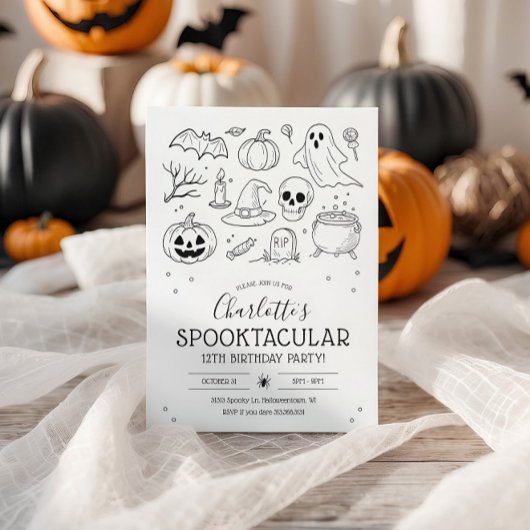 Schattigee Hand Getrokken Halloween Verjaardagsfee Kaart