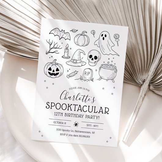 Schattigee Hand Getrokken Halloween Verjaardagsfee Kaart