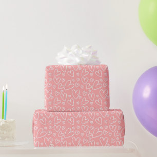 Schattigee Hand getrokken hart liefdespatroon Cadeaupapier