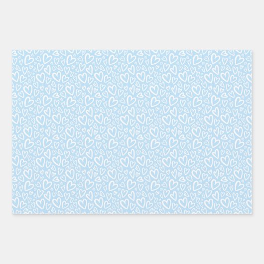 Schattigee Hand getrokken harten patroon Baby blau Inpakpapier Vel (Voorkant 2)