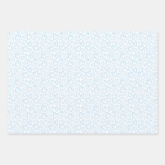 Schattigee Hand getrokken harten patroon Baby blau Inpakpapier Vel (Voorkant)