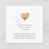 Schattigee Hand getrokken Honingbijen Roze Hart Ap Vierkante Visitekaartje (Achterkant)