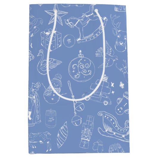 Schattigee hand getrokken kerst doedel medium cadeauzakje (Voorkant)