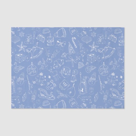 Schattigee Hand Getrokken Kerst Doodle Patroon Vak Tissuepapier (Voorkant)