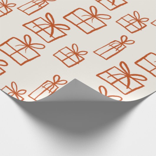 Schattigee Hand Getrokken Kerstcadeau Pakketten Pa Cadeaupapier (Hoek)