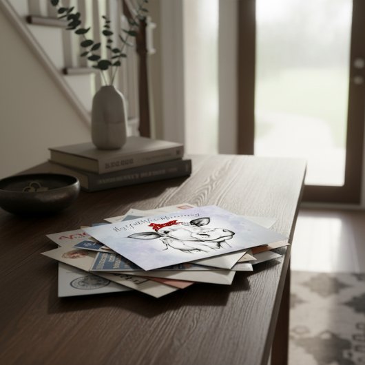 Schattigee Hand getrokken Koe Bandana bewegende aa Briefkaart