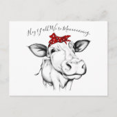 Schattigee Hand getrokken Koe Bandana bewegende aa Briefkaart (Voorkant)