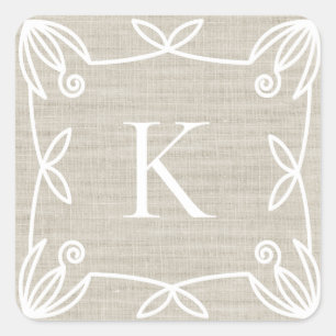 Schattigee Hand getrokken krans Monogram Faux Burl Vierkante Sticker