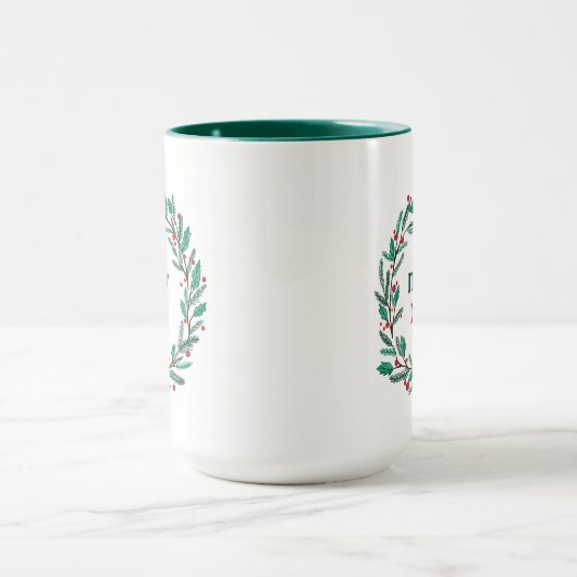 Schattigee Hand getrokken krans Vrolijk kerstfeest Mok (Midden)