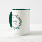 Schattigee Hand getrokken krans Vrolijk kerstfeest Mok (Voorkant links)