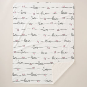 Schattigee Hand getrokken Liefde Naadloos Patroon Sherpa Deken