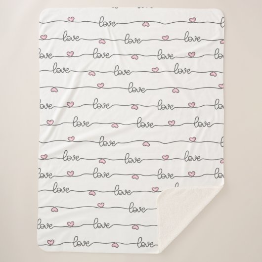 Schattigee Hand getrokken Liefde Naadloos Patroon Sherpa Deken (Voorkant)