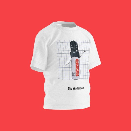Schattigee Hand getrokken Marker Naam T-shirt