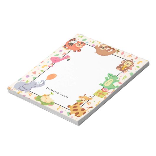 Schattigee Hand getrokken Oerwoud Dieren gepersona Notitieblok (Linkerzijde)