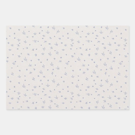 Schattigee Hand Getrokken Pastel Blauwe Sterren Op Inpakpapier Vel (Voorkant 2)