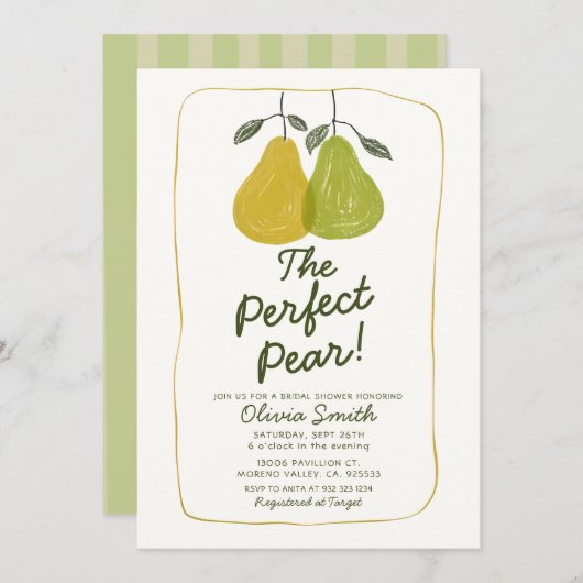 Schattigee Hand getrokken Perfect Pear Vrijgezelle Kaart (Voorkant / Achterkant)