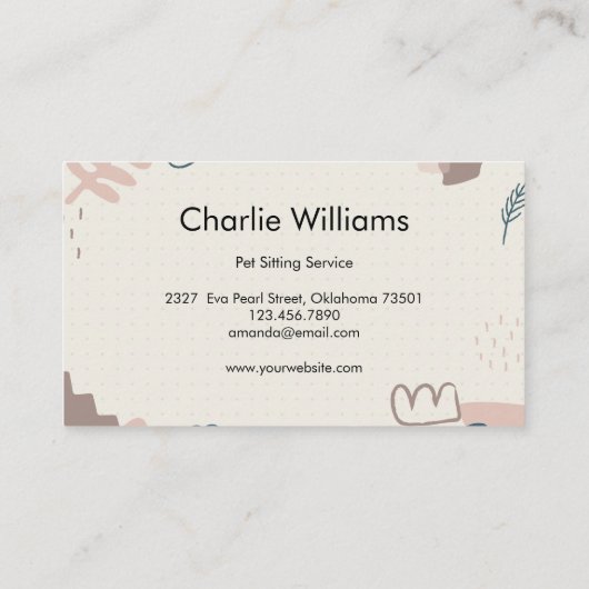 Schattigee Hand getrokken Pet Sitter Dog Walker Gr Visitekaartje (Achterkant)