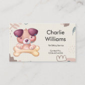 Schattigee Hand getrokken Pet Sitter Dog Walker Gr Visitekaartje (Voorkant)