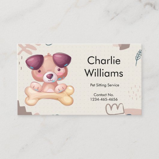 Schattigee Hand getrokken Pet Sitter Dog Walker Gr Visitekaartje (Voorkant)