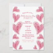Schattigee Hand-getrokken roze harten Valentijnsda Kaart (Voorkant)