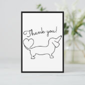 Schattigee Hand getrokken teckel plat dank u kaart (Staand voorkant)