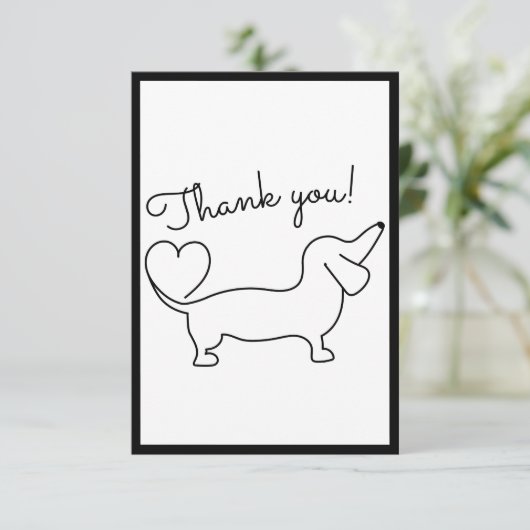Schattigee Hand getrokken teckel plat dank u kaart (Staand voorkant)
