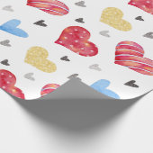 Schattigee Hand Getrokken Valentijnse Harten Patro Cadeaupapier (Hoek)