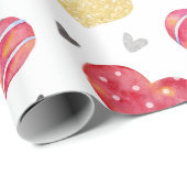 Schattigee Hand Getrokken Valentijnse Harten Patro Cadeaupapier (Rol Hoek)