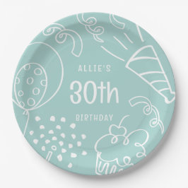 Schattigee Hand Getrokken Verjaardagsballon Elke L Papieren Bordje