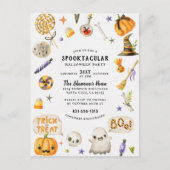 Schattigee Hand Painted Spooktacular Halloween Par Feestdagenkaart (Voorkant)