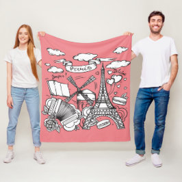 Schattigee hand schets Eiffeltoren Paris Frankrijk Fleece Deken