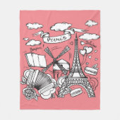 Schattigee hand schets Eiffeltoren Paris Frankrijk Fleece Deken (Voorkant)