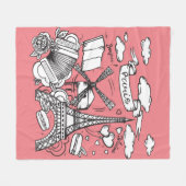 Schattigee hand schets Eiffeltoren Paris Frankrijk Fleece Deken (Voorkant (Horizontaal))