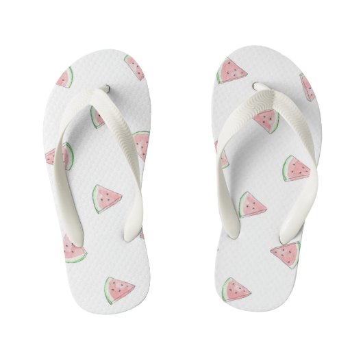 Schattigee handgeschilderde aquarel watermeloen pr kinder teenslippers (Voetbed)