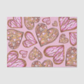 Schattigee handgeschilderde hartvormige koekjes op tissuepapier (Voorkant)