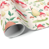 Schattigee handgeschilderde paddenstoel cadeaupapier (Rol Hoek)