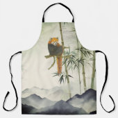 Schattigee handgeschilderde rode panda schort (Voorkant)