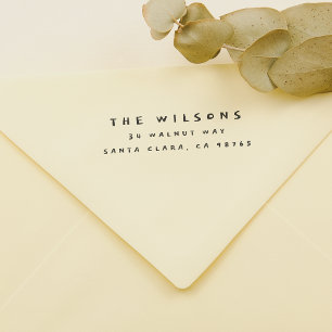 Schattigee handgeschreven familienaam en retouradr zelfinktende stempel