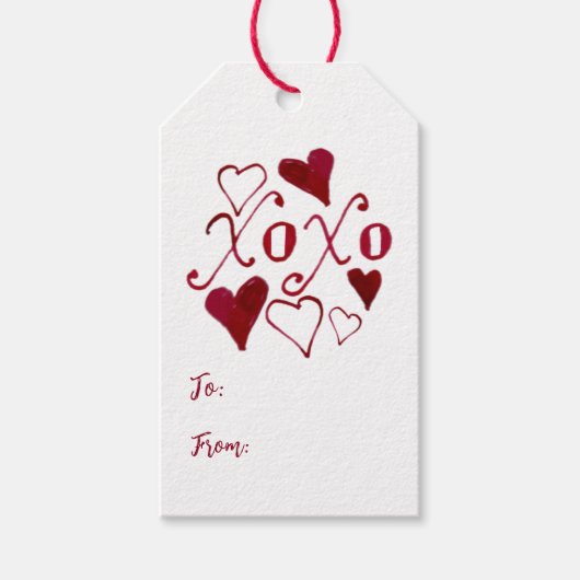 Schattigee handgeschreven XOXO Whimsical Valentijn Cadeaulabel (Voorkant)