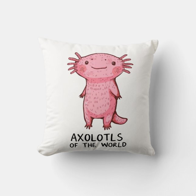 Schattigee handgetekende Axolotl-Cartoon Kussen (Voorkant)