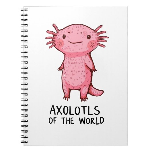 Schattigee handgetekende Axolotl-Cartoon Notitieboek (Voorkant)