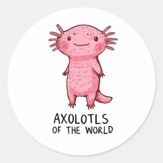 Schattigee handgetekende Axolotl-Cartoon Ronde Sticker (Voorkant)