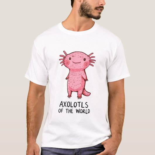 Schattigee handgetekende Axolotl-Cartoon T-shirt (Voorkant)