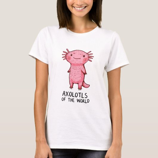 Schattigee handgetekende Axolotl-Cartoon T-shirt (Voorkant)
