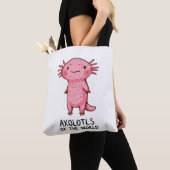 Schattigee handgetekende Axolotl-Cartoon Tote Bag (Dichtbij)