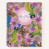 Schattigee handgetekende Doodle Flowers en Leaves Notitieboek (Voorkant)