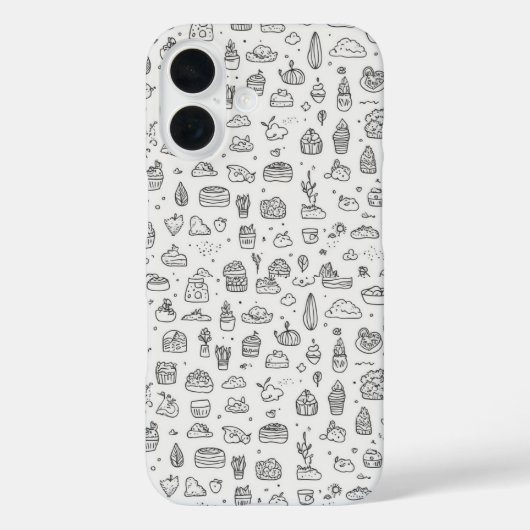 Schattigee handgetekende doodles in zwart-wit Case-Mate iPhone case (Achterkant)