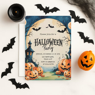 Schattigee handgetekende Halloween Party Kinder Feestdagenkaart